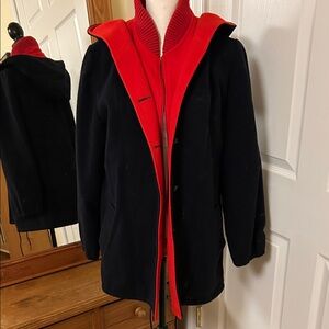 Elegant navy and red Coat with built in vest